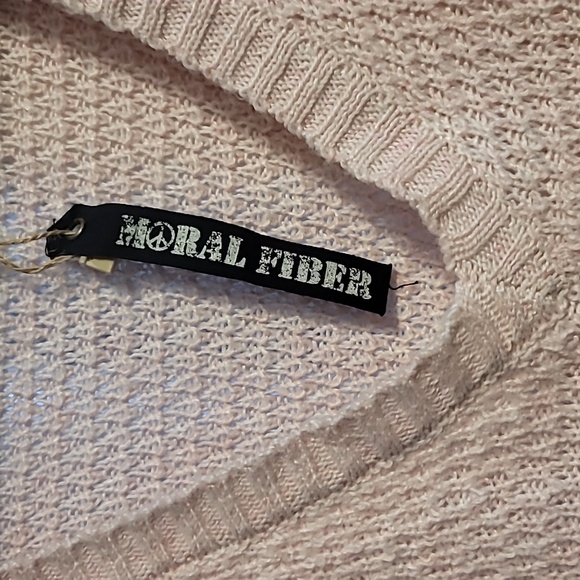 Moral Fiber Pullover Sweater Women's 3X Pink Open Knit Long Sleeve Light Y2K - Picture 5 of 11